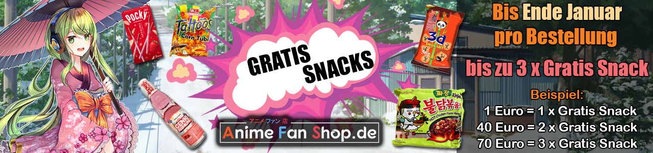 Bis zu drei gratis Snack im Januar bei www.AnimeFanShop.de